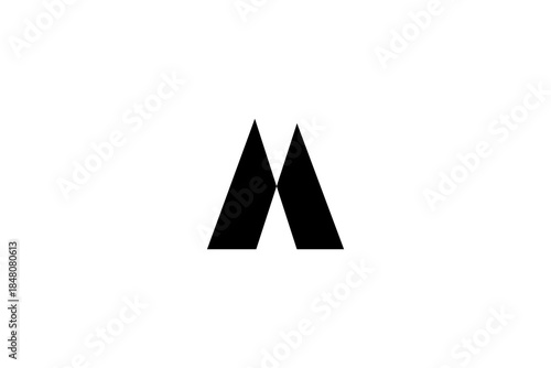 Geometric minimalist M logo in bold black triangles, perfect for branding, identity, and digital use