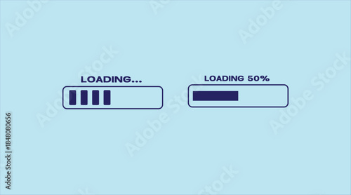 Loading bar illustration with progress indicator on blue background 