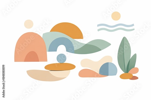 Abstract Serenity Organic Shapes in Muted Tones