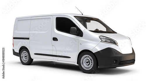 A commercial white van in a studio setting, perfect for transport and delivery