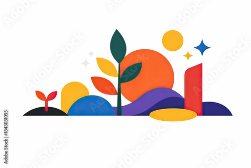 Vibrant Abstract Landscape of Growth and Nature