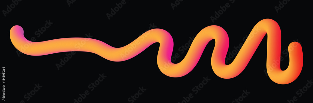 Fototapeta premium Orange gradient tube shape on a black background