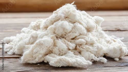 Close up view of a pile of unprocessed raw hemp fibers