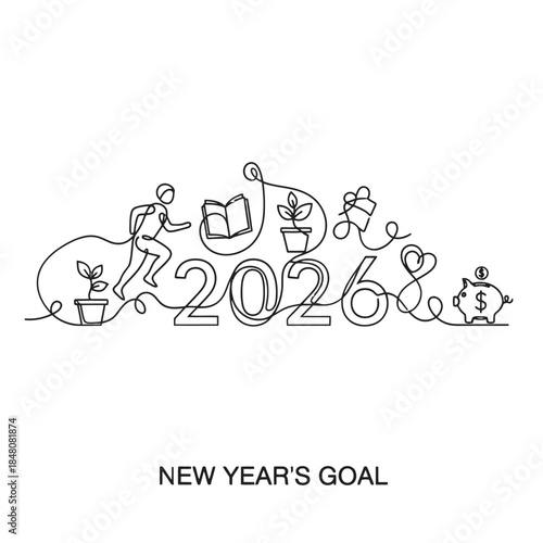 Continuous Line Illustration depicting future ambitions towards year 2026