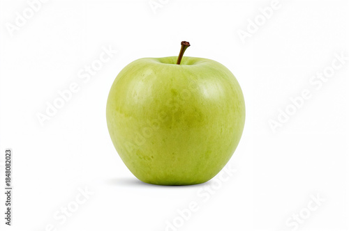 Crisp green apple isolated on white background with natural texture