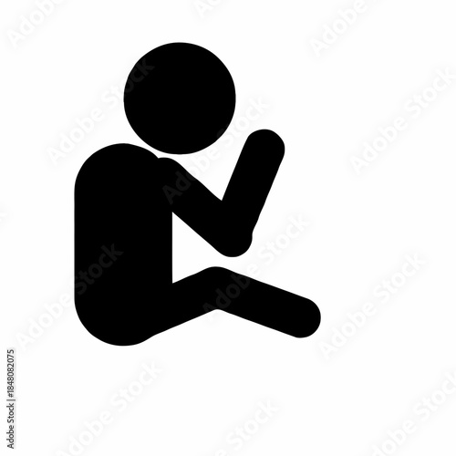 Simple black silhouette of a person sitting in a relaxed pose