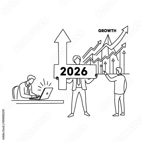 Illustration of economic prospects for 2026 with business collaboration