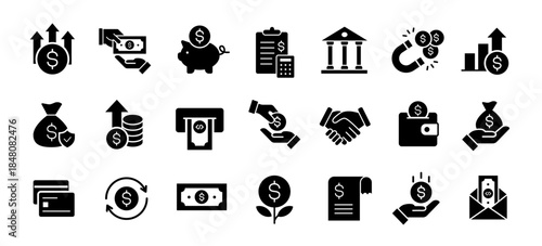 Finance icon set. Money and profit symbol. Vector illustration.