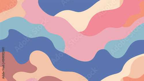 Abstract wavy forms in a fluid, colorful, modern vector illustration perfect for textile or background designs, with flowing curves