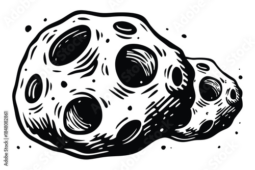 Stylized Cartoon Potato Black Outline, White Fill, Root Vegetable, Food