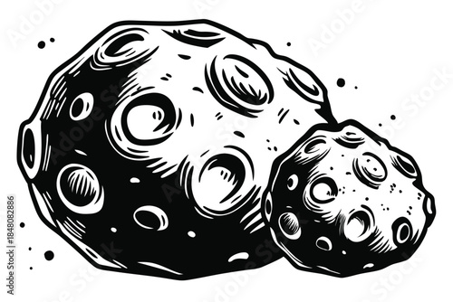 Monochrome StoneLike Sphere with Craters, Isolated on White, Abstract Pattern Design