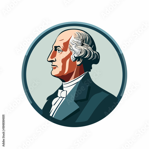 Profile Illustration of a Historical Statesman in a Classic Style Vector Icon