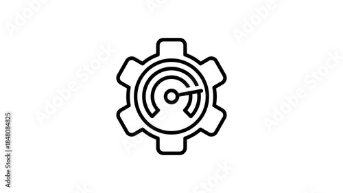 Optimization icon animation. Animated gear with speedometer performance for productivity, development technology, improvement, speed, work efficiency, machinery, market, management