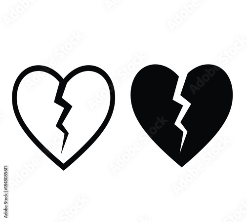 A stark visual representation of heartbreak is shown through two heart icons one whole and one fractured symbolizing loss and emotional pain