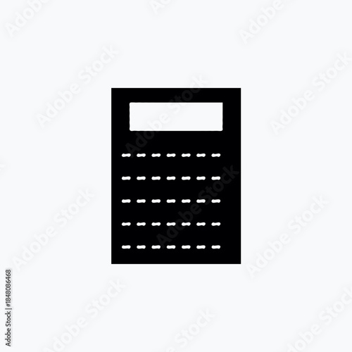 Simple black calculator on white background for finance and business use