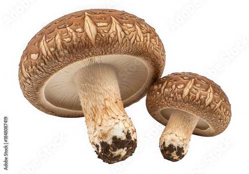 Fresh Shiitake Mushrooms Isolated on Black Background