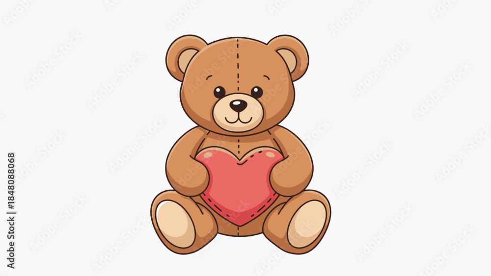 Fototapeta premium Cute brown teddy bear holding heart.