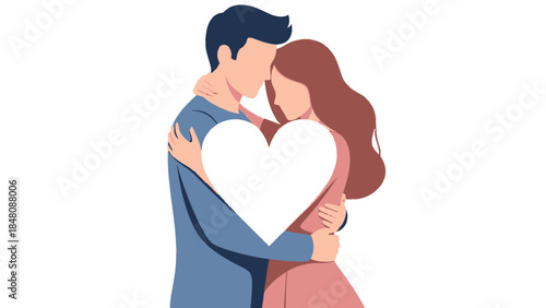 Couple Embracing with Heart Shape.