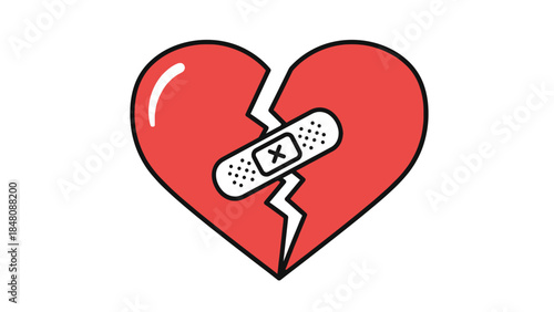 Heart with Band Aid Sticker.