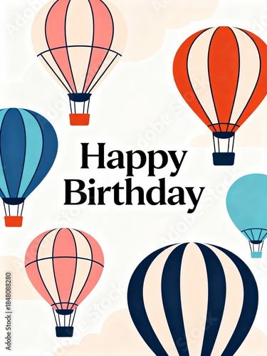 A colorful illustration of hot air balloons with a 