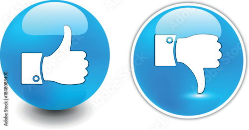Illustration of thumbs up and down buttons. Vector Thumbs Up and Down Buttons.