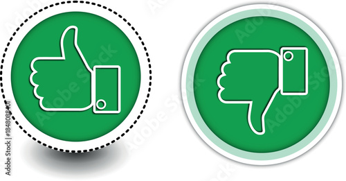 Illustration of thumbs up and down buttons. Vector Thumbs Up and Down Buttons.