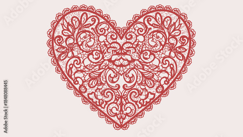 Intricate Red Heart Design Element.