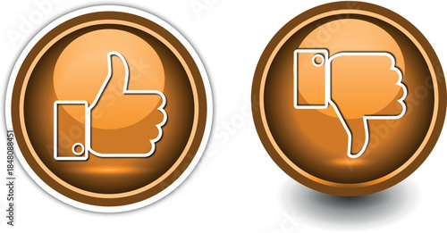 Illustration of thumbs up and down buttons. Vector Thumbs Up and Down Buttons.