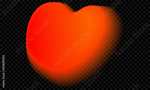 Red aura gradient blob shape. Abstract orange color blur with soft noise overlay effect. Grainy fluid y2k figure. Geometric fluorescent neon ombre with grain texture and smooth particle splash button