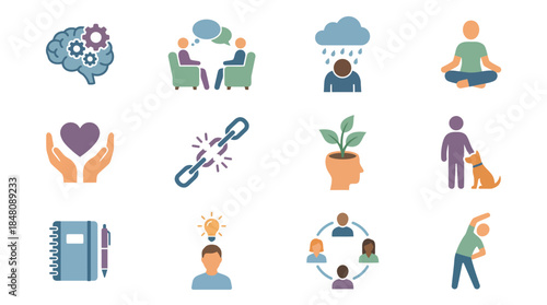 mental health icon set