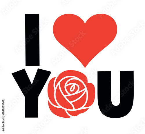 Romantic Love Expression with Heart and Rose