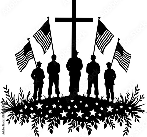 God and Country Military Tribute Vector