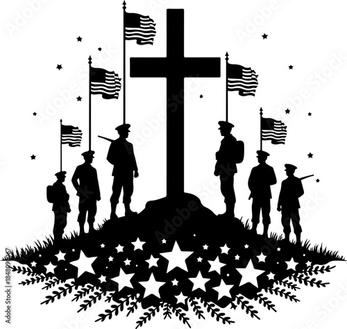 God and Country Military Tribute Vector