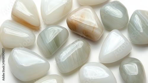 Polished Stones with Subtle Color Variations Close Up