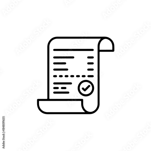 Vector illustration document with checkmark symbol on a scroll