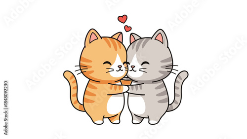 Two Cute Cats Kissing Each Other.