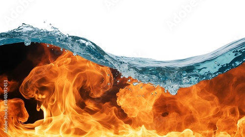 Abstract composition showcasing the elements of fire and water together