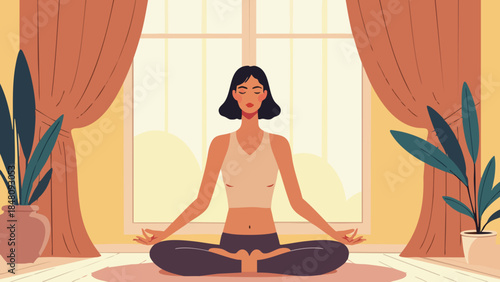 Vector Illustration of Hands in Mudra Gesture Representing Balance and Self-Connection