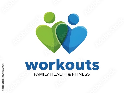 Family health and fitness logo with heart shapes