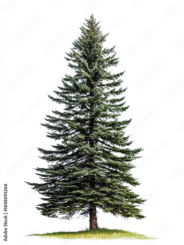 Fototapeta premium Majestic Evergreen Tree Against White Background