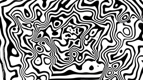 Abstract black and white wavy striped pattern suitable for backgrounds, prints, textiles, and modern graphic designs. Trendy monochrome visual.