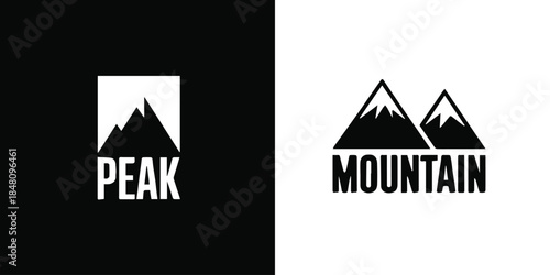 mountain logo peak emblem dual style black white vector