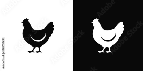 chicken silhouette contrast symmetry positive negative space icon