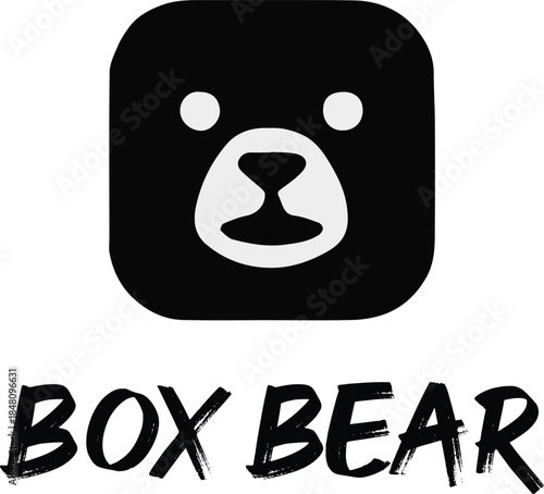 bear logo in rounded square box for brand identity