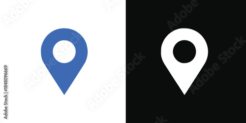 location pin icon blue and white contrast map marker vector