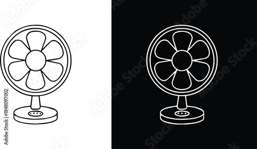 fan vector icon set black on white and white on black