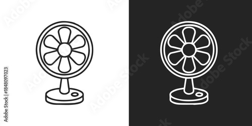 fan minimalist outline symbol with six blades and base
