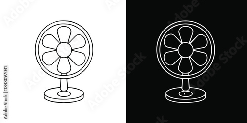 fan line icon on contrasting black and white background