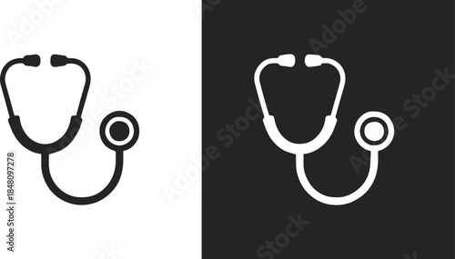 stethoscope icon minimal medical equipment symbol vector set