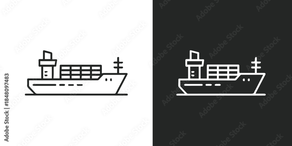 Naklejka premium ship cargo vessel icon line art vector for user interface